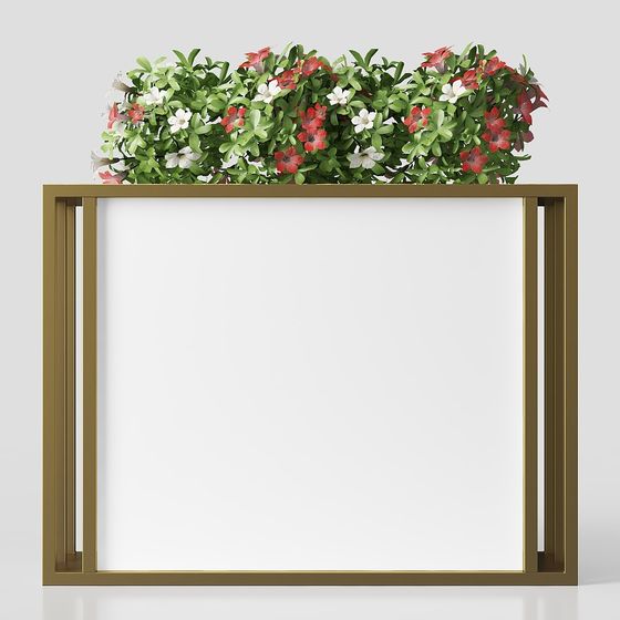 Elegant Garden 3D Model with Golden Frame