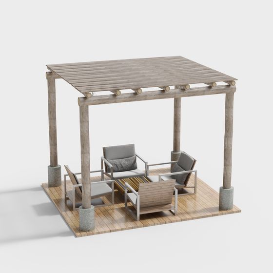 Low-Polygon Outdoor Lounge Area 3D model