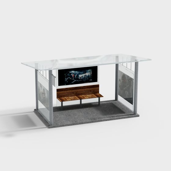 Stylish Urban Bus Stop 3D model