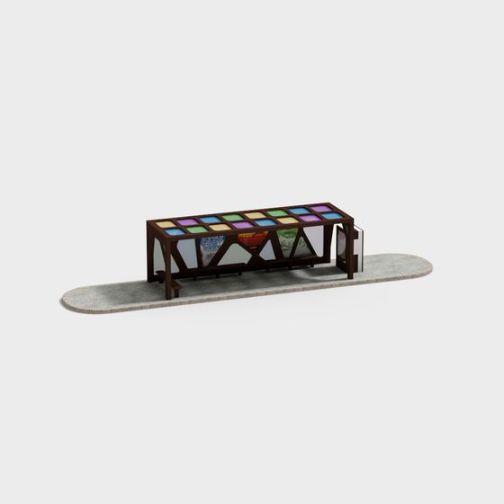 Low-Polygon Urban Bus Stop 3D model