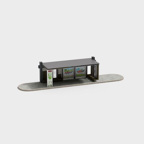 Urban Bus Stop 3D Model for Creative Projects