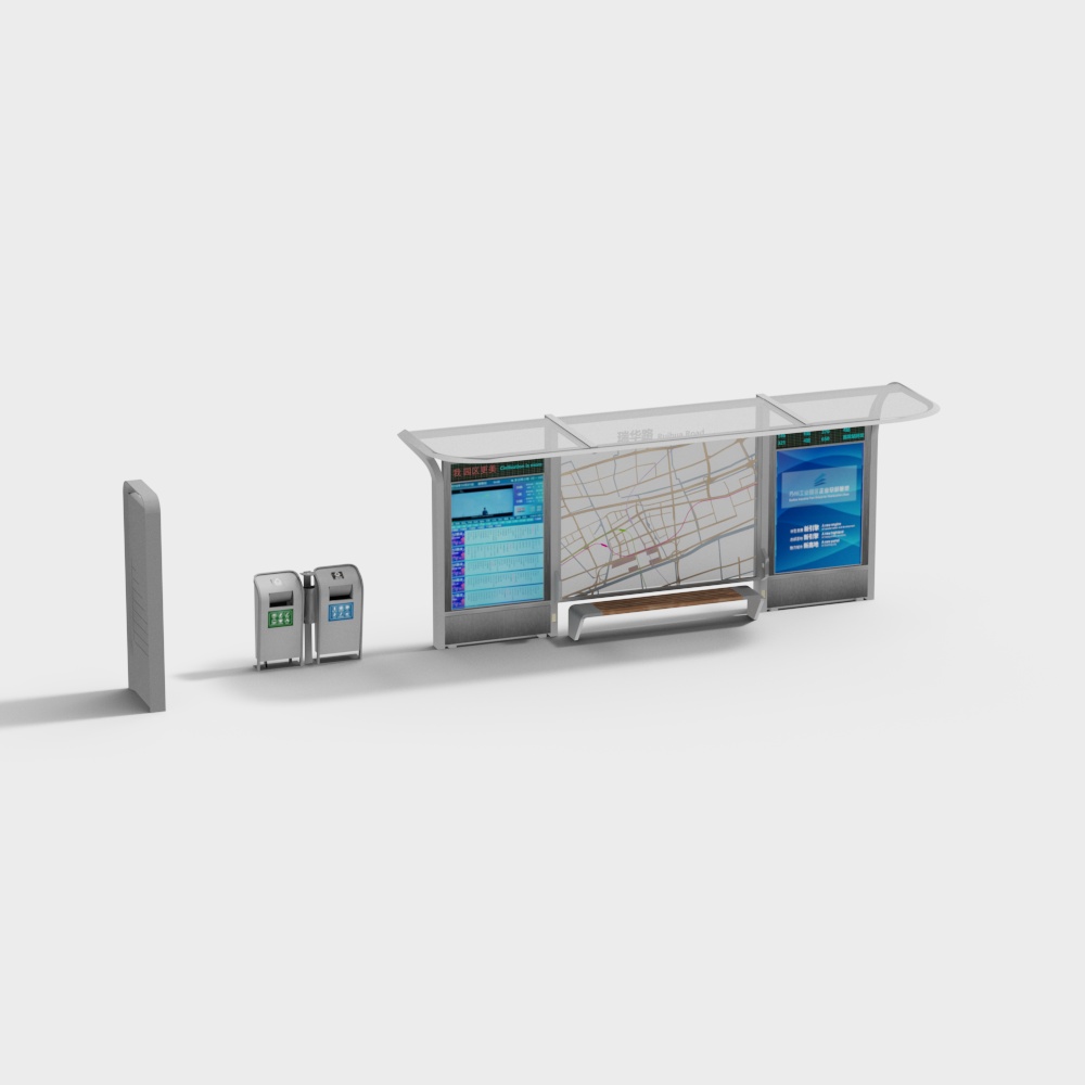Sleek Modern Bus Stop Shelter 3D model