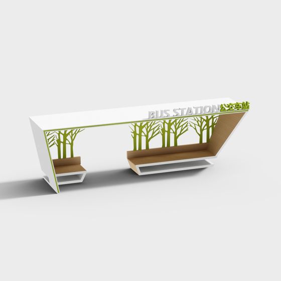 Calm Urban Bus Stop 3D model