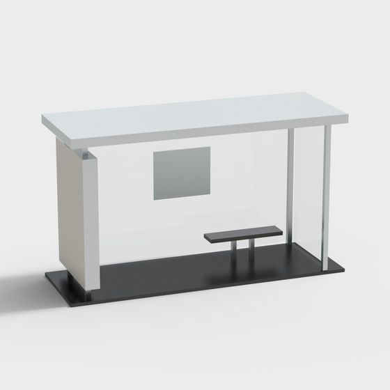 Minimalist Public Bus Shelter 3D model