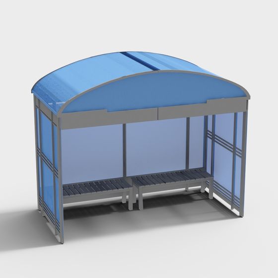 Modern Bus Shelter 3D model for Creative Projects