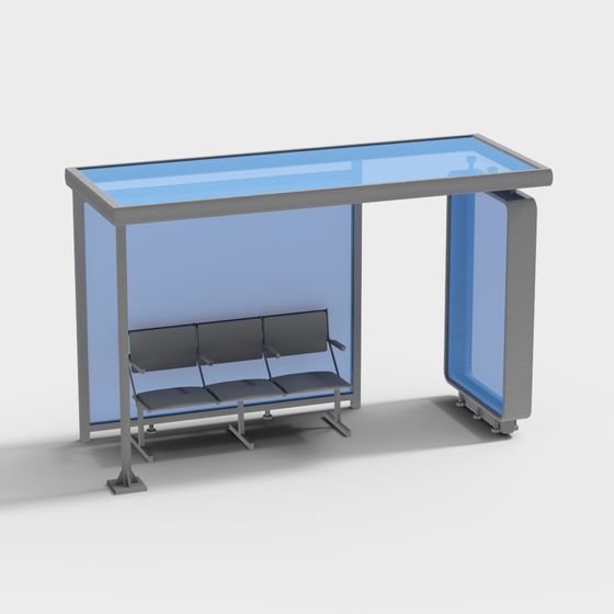 Modern Low-Poly Bus Stop 3D model