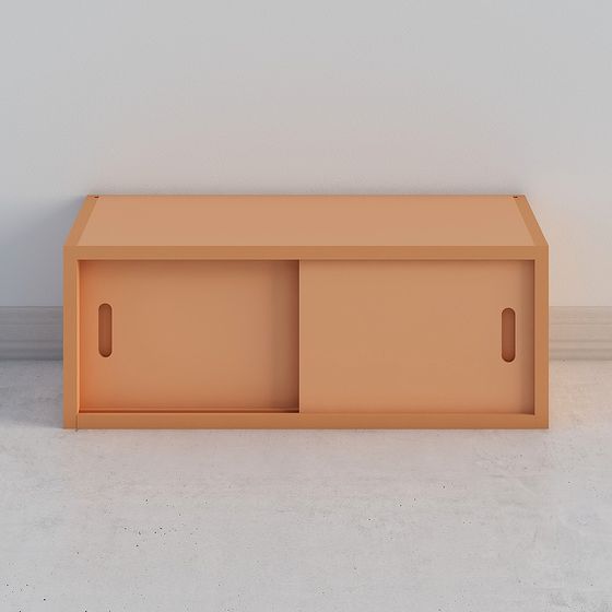 Modern Orange Sliding Door Storage Cabinet 3D model