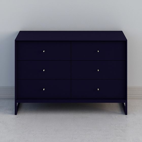 Elegant Deep Blue Six-Drawer Cabinet 3D model