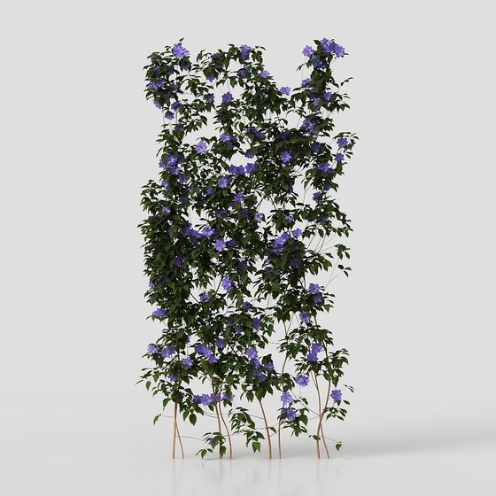 Vibrant Wisteria Flower Wall 3D model for Creative Projects