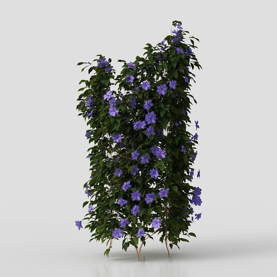 Realistic Wisteria Flower Wall 3D Model