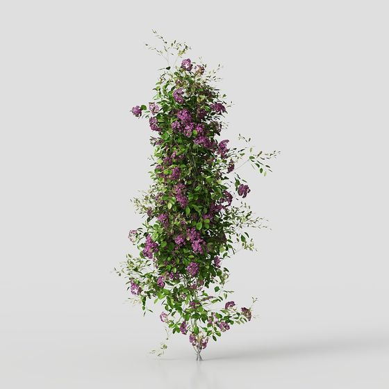 Low-Poly High-Detail Lilac Tree 3D Model