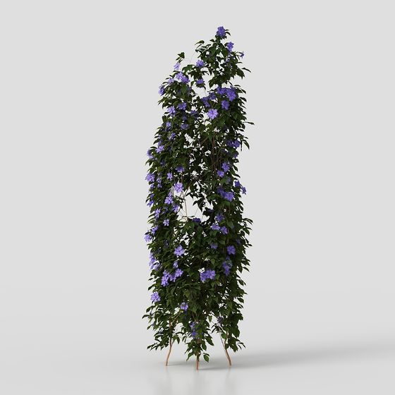 Realistic Wisteria Flower Wall 3D model