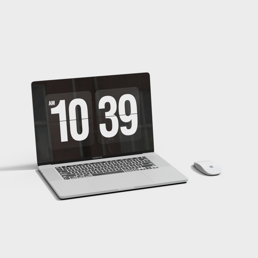 Elegant Minimalist Laptop and Mouse 3D Model