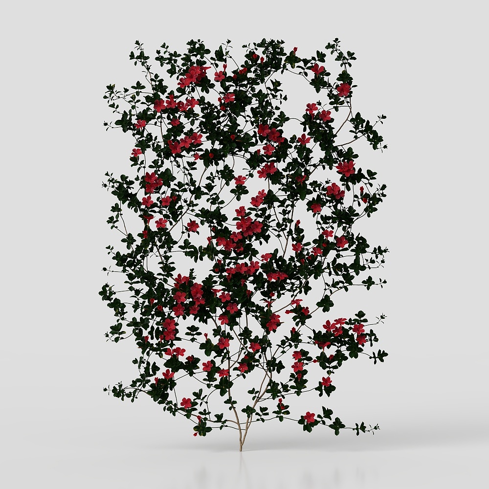 Vibrant Red Flower Vine Tree 3D Model – Low-Poly Nature Asset