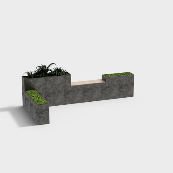 Stylish Low-Poly Concrete Planter 3D Model