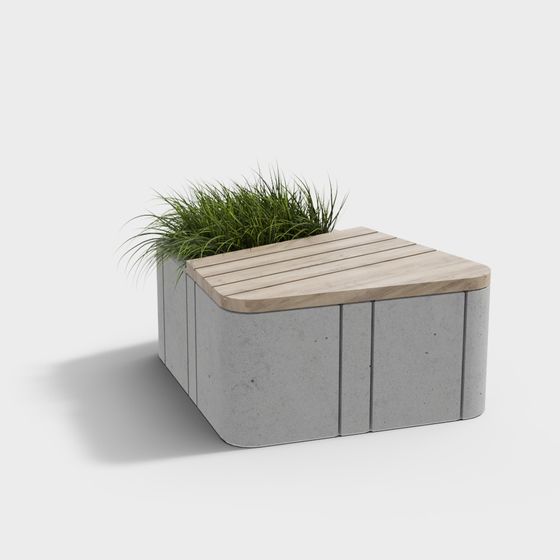 Concrete Planter Bench 3D model