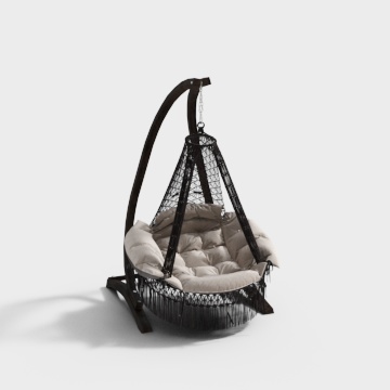 Chic Low-Polygon Hanging Chair 3D Model – Modern Vintage Style
