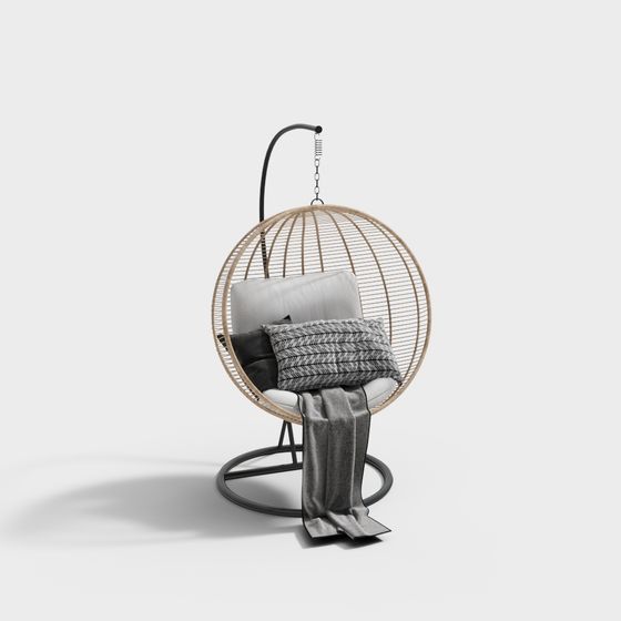 Elegant Hanging Basket Chair 3D model for Interior Design