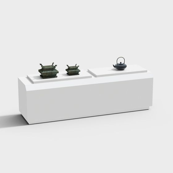Elegant Oriental Tea Set Display Stand 3D model