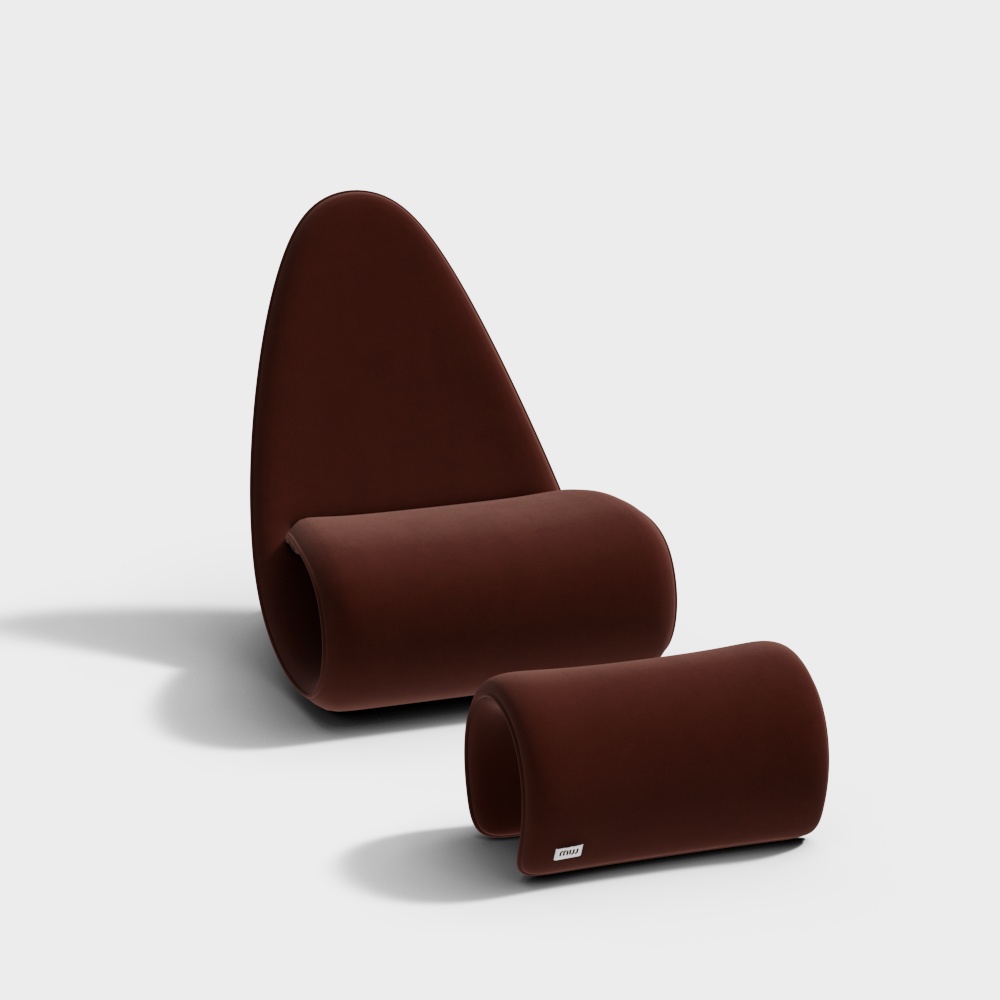 Elegant Low Poly Leather Chair – Brown Leather Model