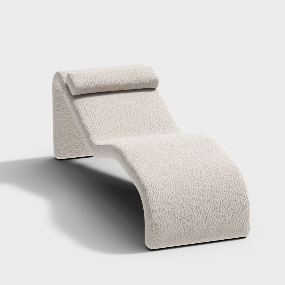 Streamlined Lounge Chair 3D Model – Low-Poly Beige Fabric