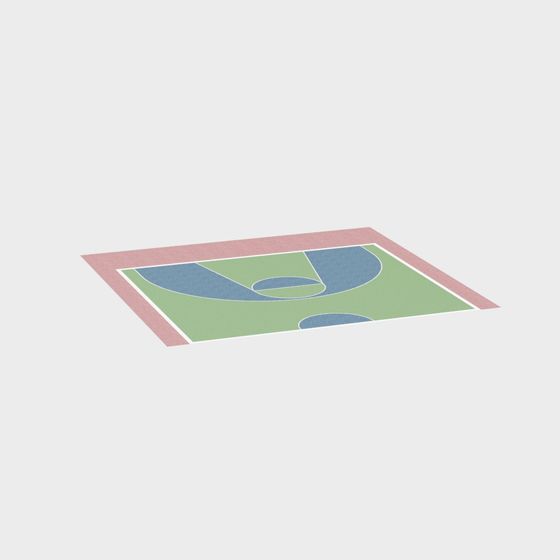 Vibrant Low-Poly Basketball Court 3D model