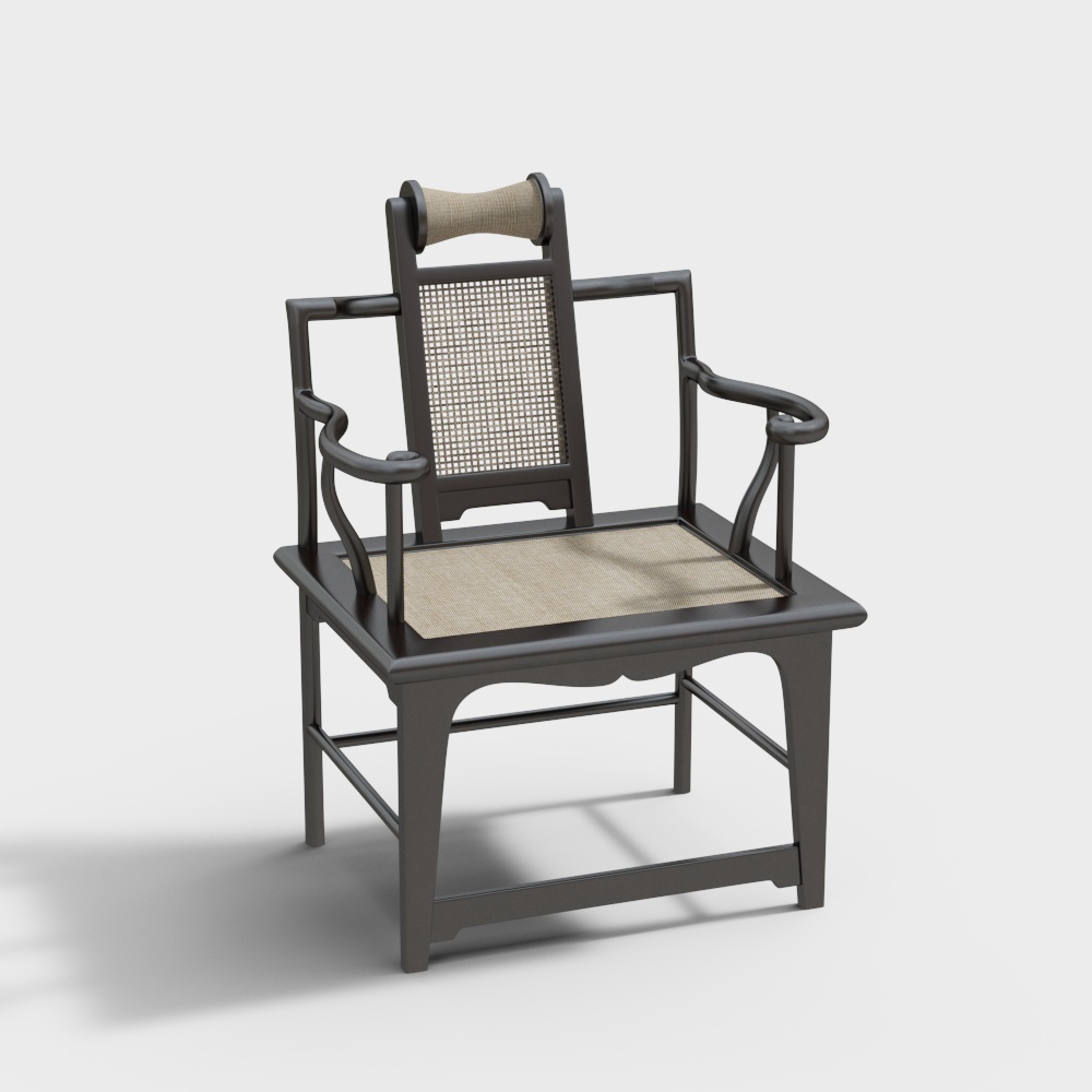 Vintage Elegance Armchair 3D Model – Classic Wooden Frame