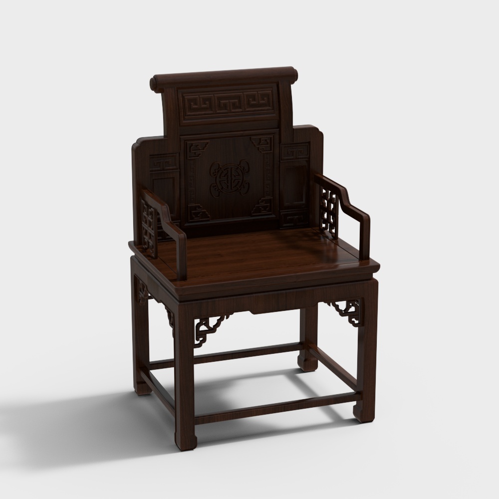 Royal Throne 3D Model – Classic Wooden Design