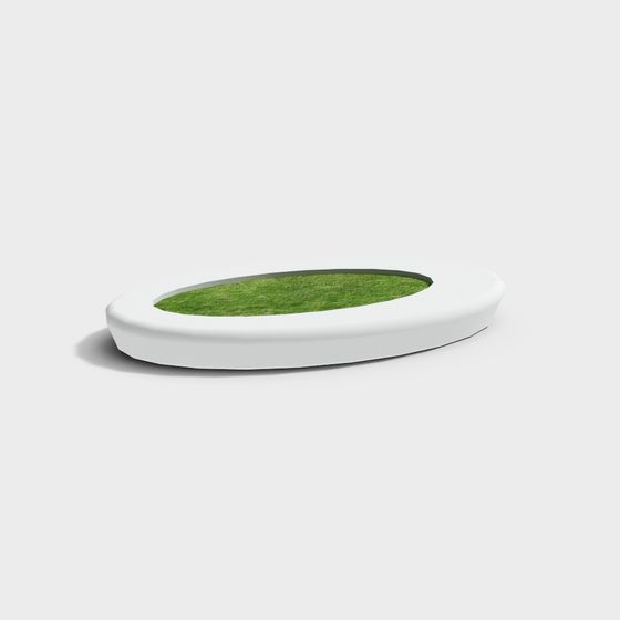 Oval Grass Flower Bed Low-Poly 3D model