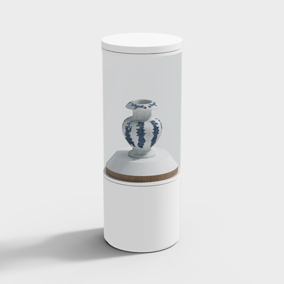 Display Cabinet with Vase Low Poly 3D model