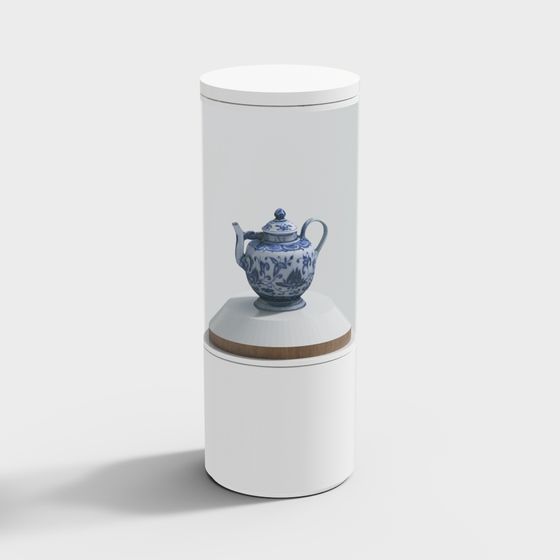 Stunning Blue and White Porcelain Teapot Display Stand 3D model