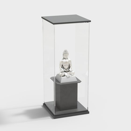 Meditation Buddha Statue Display Cabinet 3D model