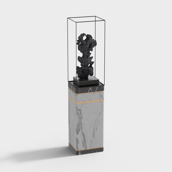 Abstract Stone Sculpture Display Stand 3D model