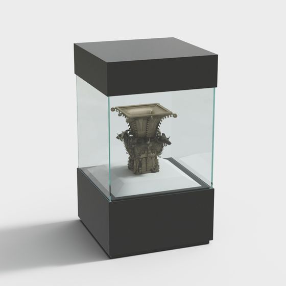Low-Poly Bronze Square Zun 3D model