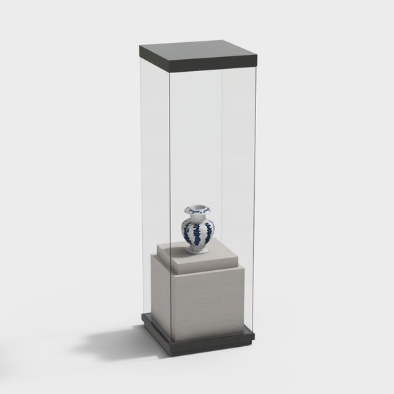 Elegant Low-Poly Display Cabinet 3D model