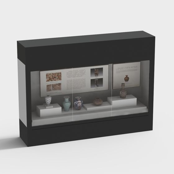 Low Poly Museum Display Cabinet 3D model