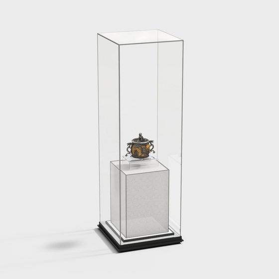 Elegant Low-Poly Display Cabinet 3D model