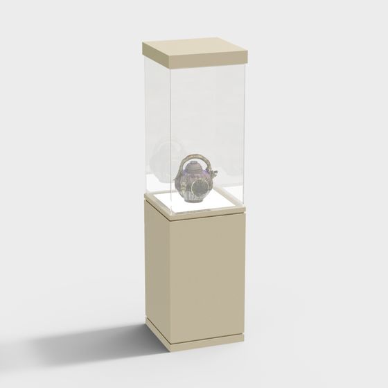 Elegant Low-Poly Display Cabinet 3D model