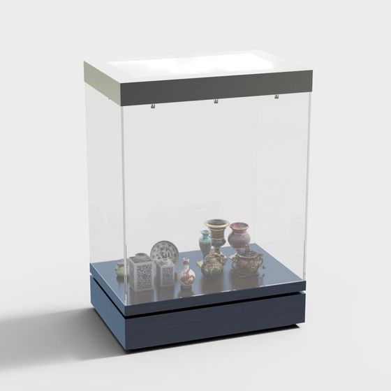 Elegant Low-Poly Display Cabinet 3D model
