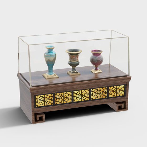 Elegant Low-Poly Display Cabinet 3D model for Modern Spaces