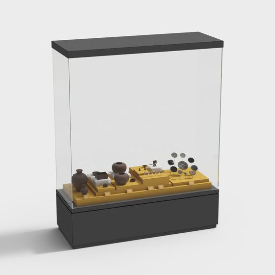 Sleek Low-Poly Display Cabinet 3D model