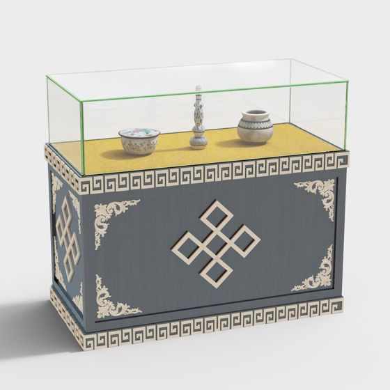 Elegant Antique Display Cabinet 3D model