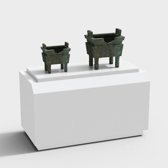 Artistic Low-Polygon Bronze Tripod 3D Model for Creative Projects