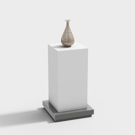 Elegant Low-Poly Ceramic Vase and Base 3D model