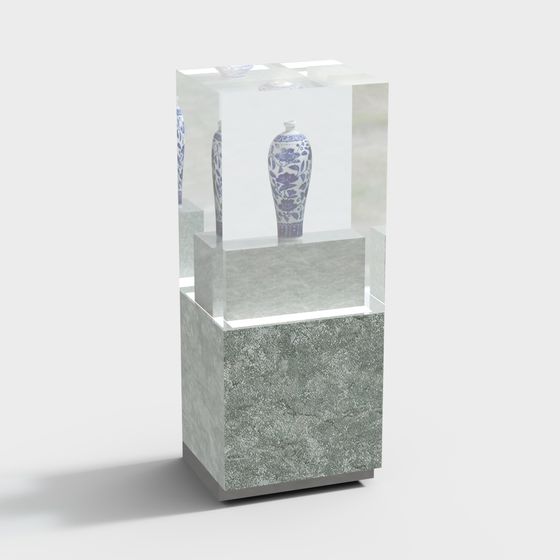 Blue and White Porcelain Display Cabinet 3D model