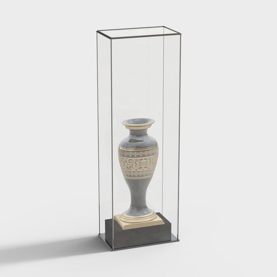 Elegant Antique Vase Display Cabinet 3D model