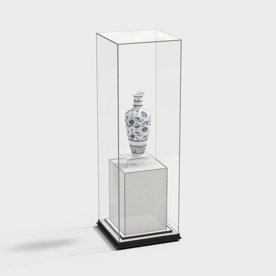 Elegant Blue and White Porcelain Vase 3D model