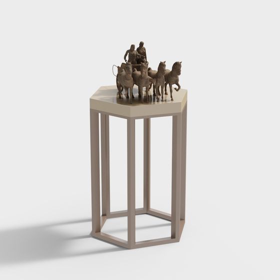 Ancient Knight and War Horse Group Sculpture 3D model