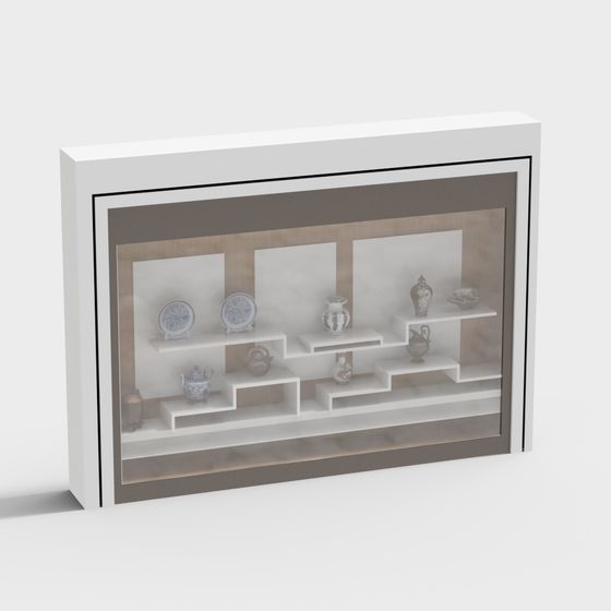 Elegant Low-Poly Display Cabinet 3D model