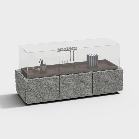 Low-Poly Concrete Display Cabinet 3D model